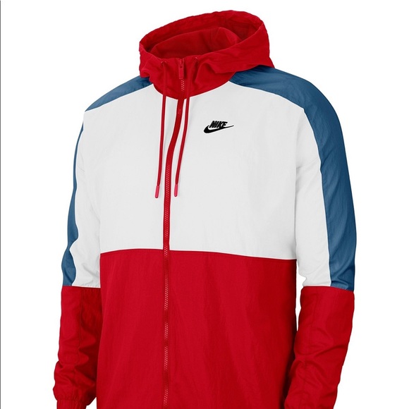 nike swoosh colorblock zip front hooded jacket